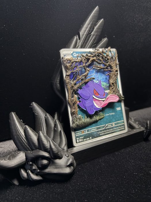 Custom 3D Gengar forest diorama Pokemon card art