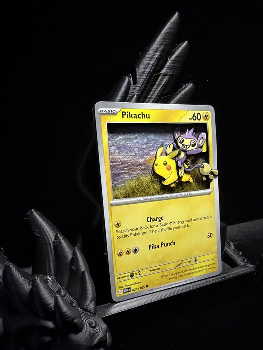 Custom 3D Pikachu diorama Pokemon card art