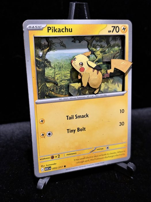 Custom 3D Pikachu forest diorama Pokemon card art