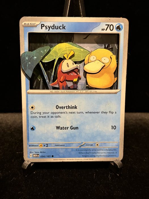 Custom 3D Psyduck diorama Pokemon card art