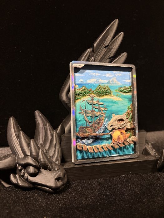 Custom 3D Cubone shipwreck diorama Pokemon card art